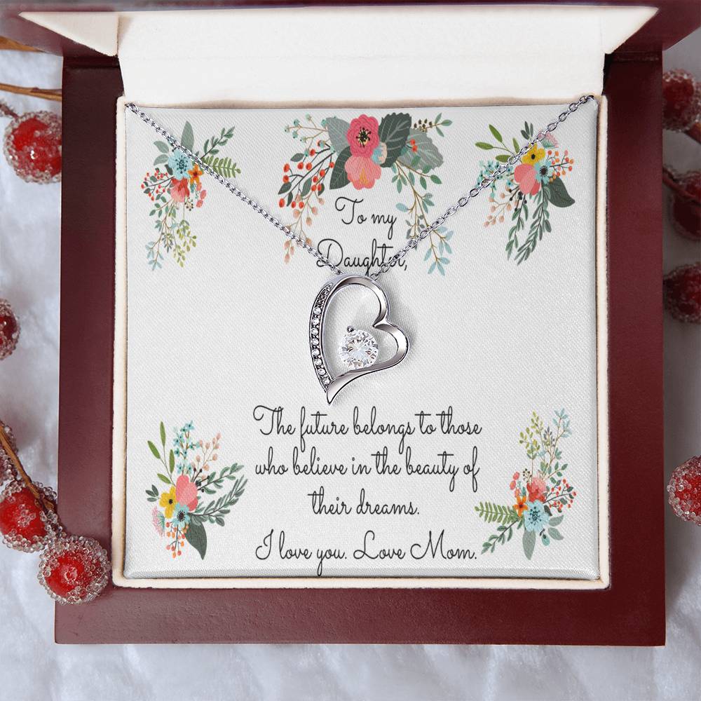 To My Daughter I Love You Mother's Day Sunflower Necklace Daughter Gift From Mom Mom To Daughter Forever Love Necklace