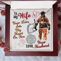 Gift For Firefighter Wife Thin Red Line Necklace For Fireman Wife To The World's Best Fire Wife Necklace Fireman Gift Set Birthday Gift Couples Forever Love Necklace