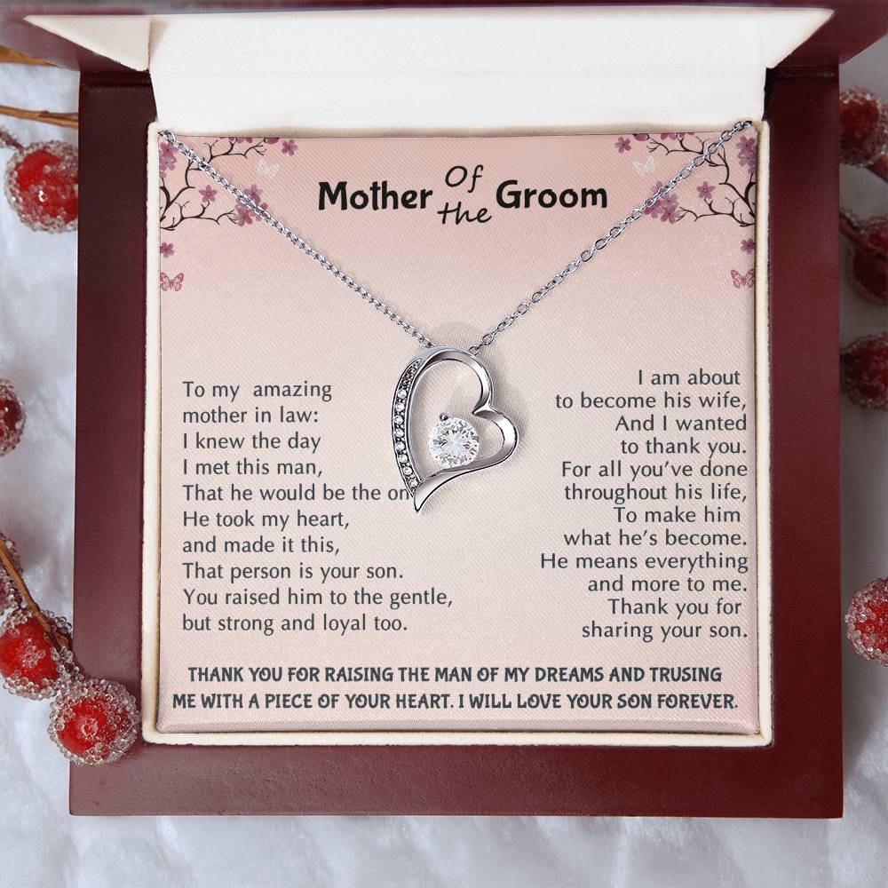 Mother Of The Groom Wedding Gift Bridal Party Rehearsal Dinner Man Of My Dreams Parent Of Groom Bridal Shower Christmas Gifts Forever Love Necklace