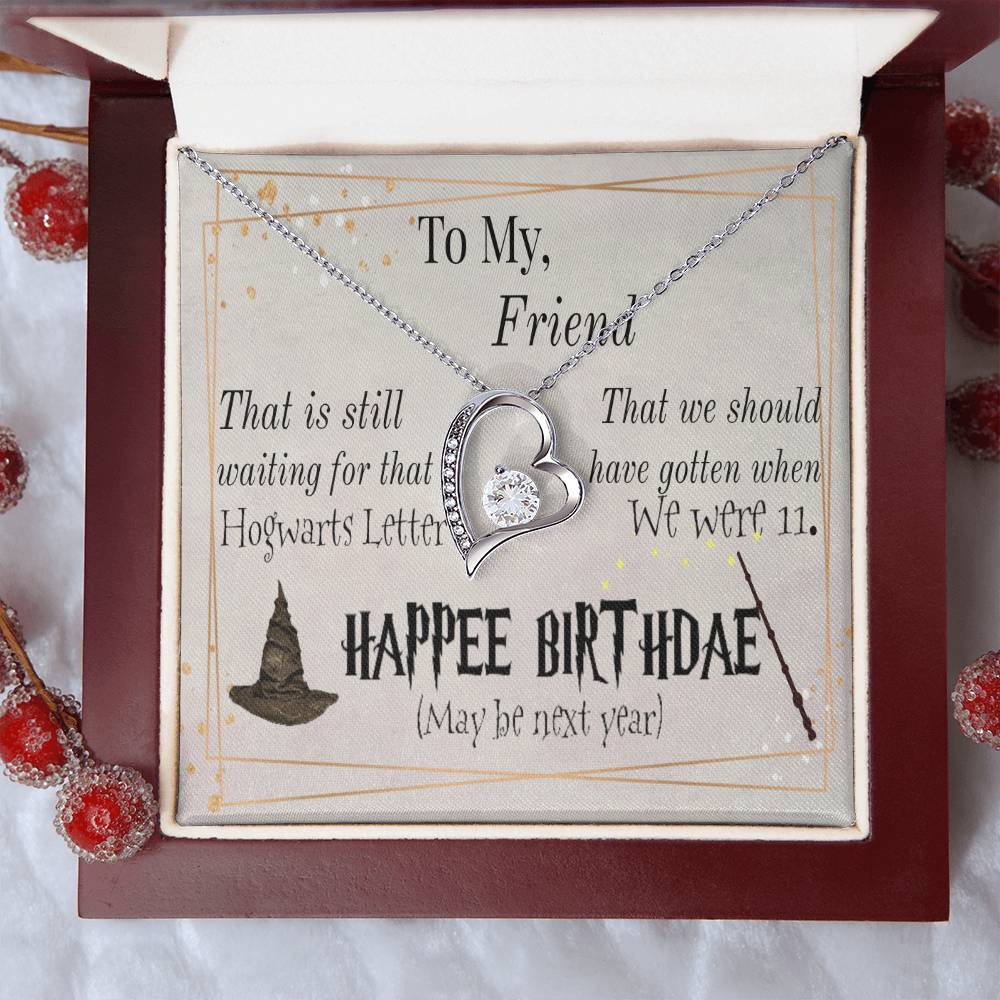 Happee Birthade Gift To Friends Who Is Potterhead Hp Themed Gift Idea. Perfect Gift For Hp Lover. Hp Themed Birthday Wish Card With Gift Necklace Forever Love Necklace