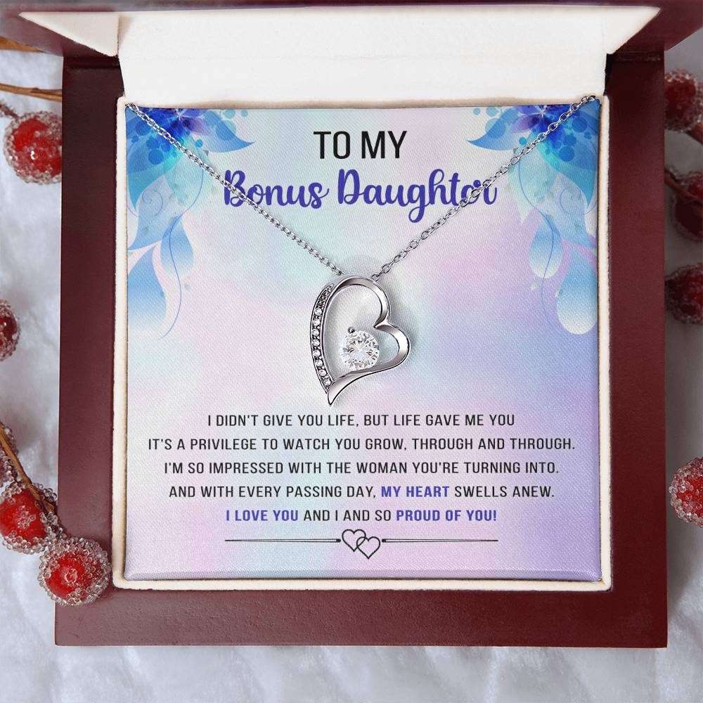 Best Gift For Bonus Daughter Message Card With Necklace Jewelry Gift Christmas Gifts For Daughter From Mom Forever Love Necklace