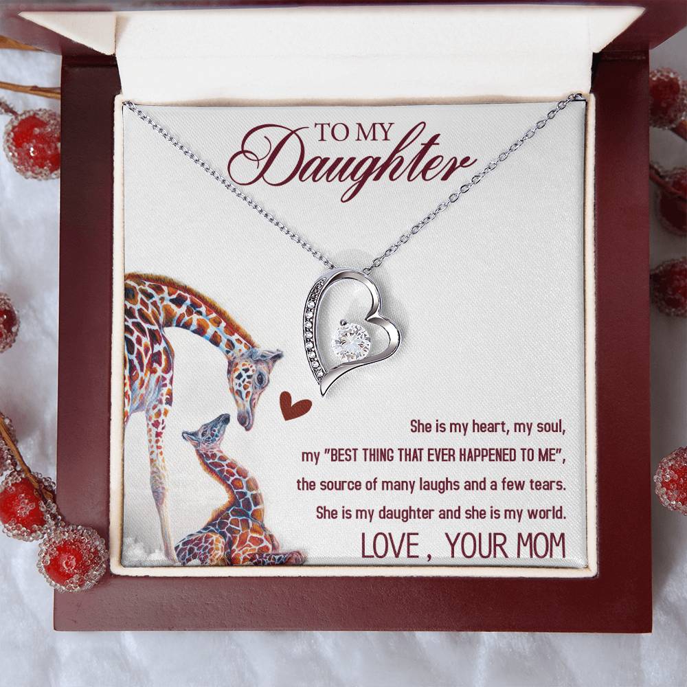 To My Daughter Forever Love Necklace Gifts - Gift For Daughter From Mom - Daughter Gift From Mom Forever Love Necklace