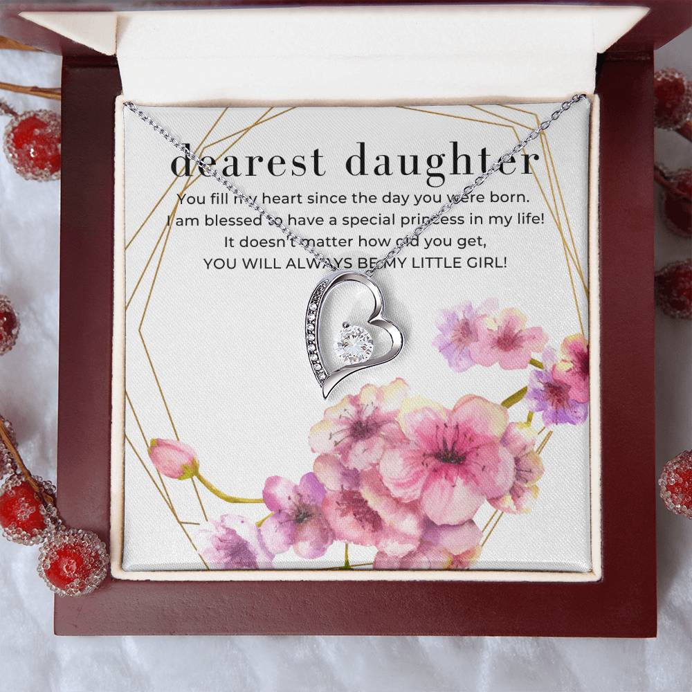 Dearest Daughter Open Heart Pendant Necklace Forever Love Necklace
