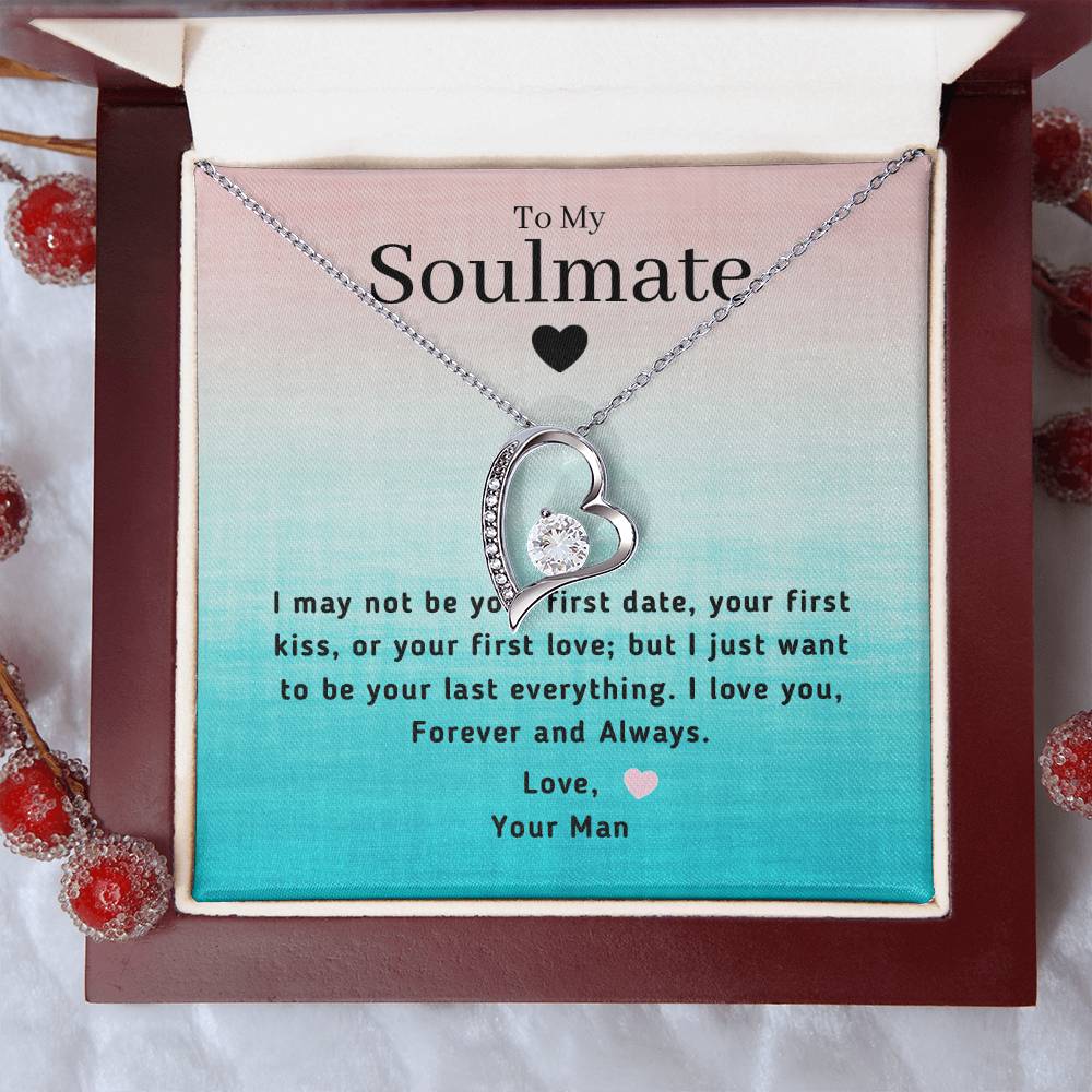 Last Everything Soulmate Message Card Heart Pendant Forever Love Necklace