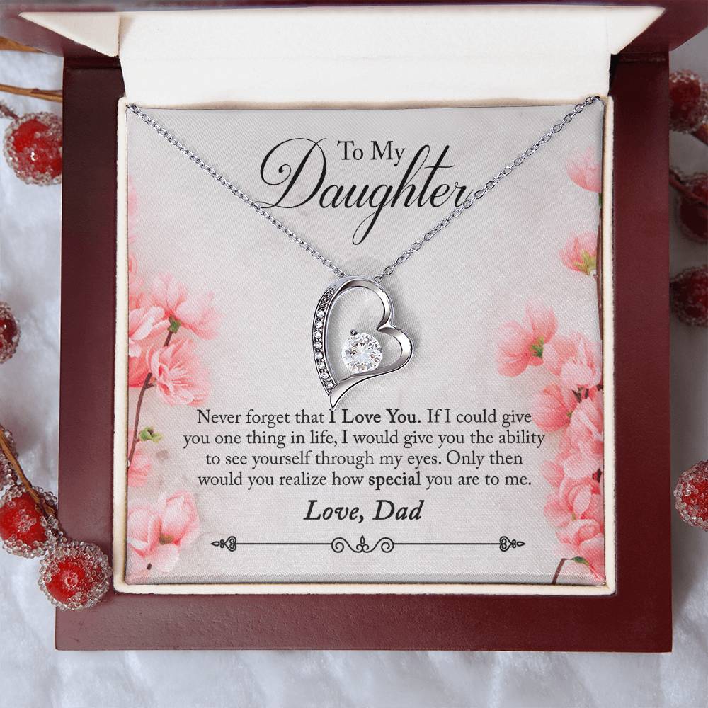 To My Daughter Never Forget That I Love You Gift Heart Necklace Forever Love Necklace
