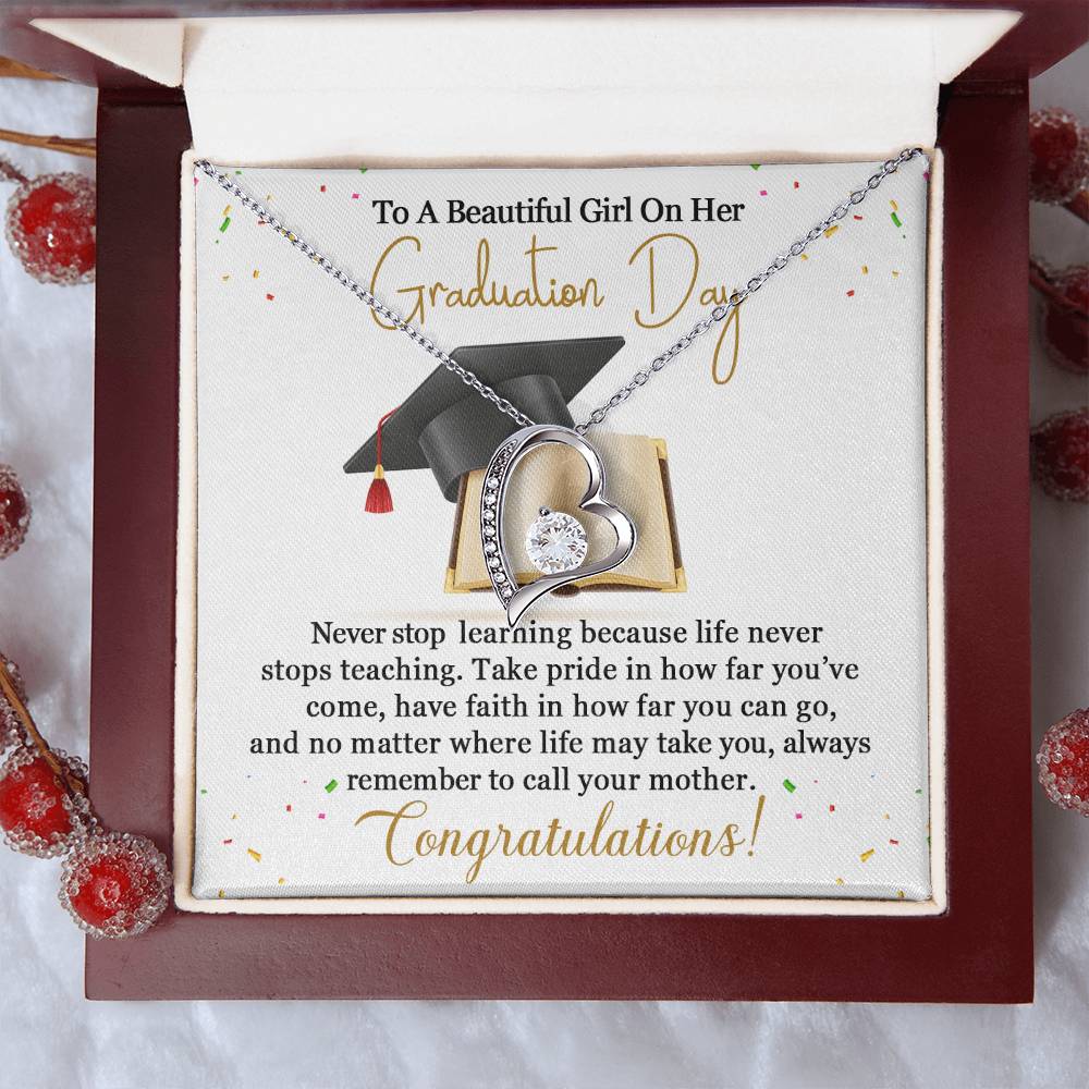 To A Beautiful Girl On Her Graduation Day. Congratulation!!! Forever Love Necklace