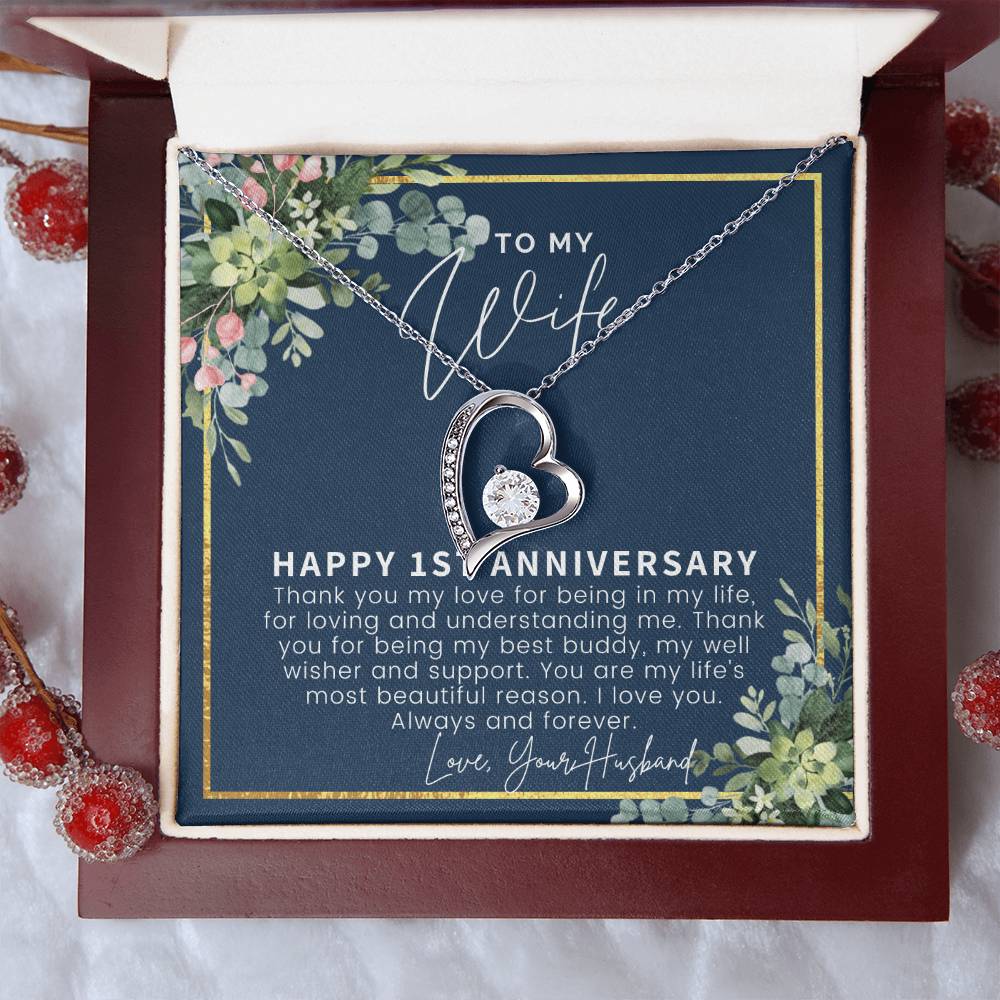 One Year Anniversary Gifts First Anniversary Gift For Her 1st Wedding Anniversary Gift For Wife First Year Anniversary Forever Love Necklace