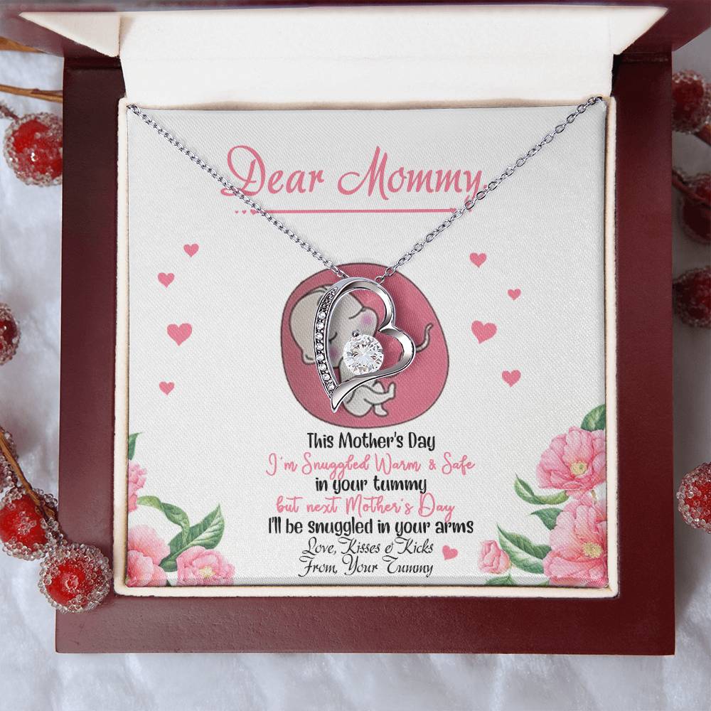 Dear Mommy From Your Tummy Mother's Day Gift Luxury Necklace Baby Bump Gift Expecting Mom Gifts To My Mommy From Tummy Forever Love Necklace