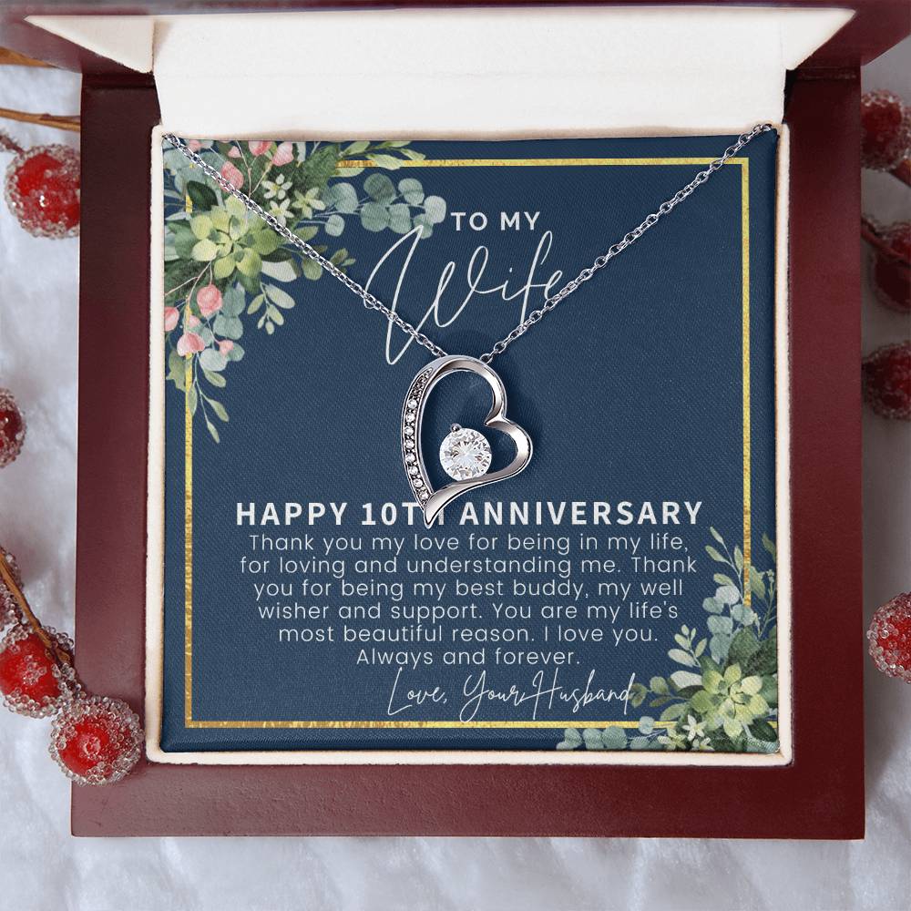 10 Year Anniversary Gift For Wife 10 Year Anniversary Gifts 10Th Wedding Anniversary Gift For Her Forever Love Necklace