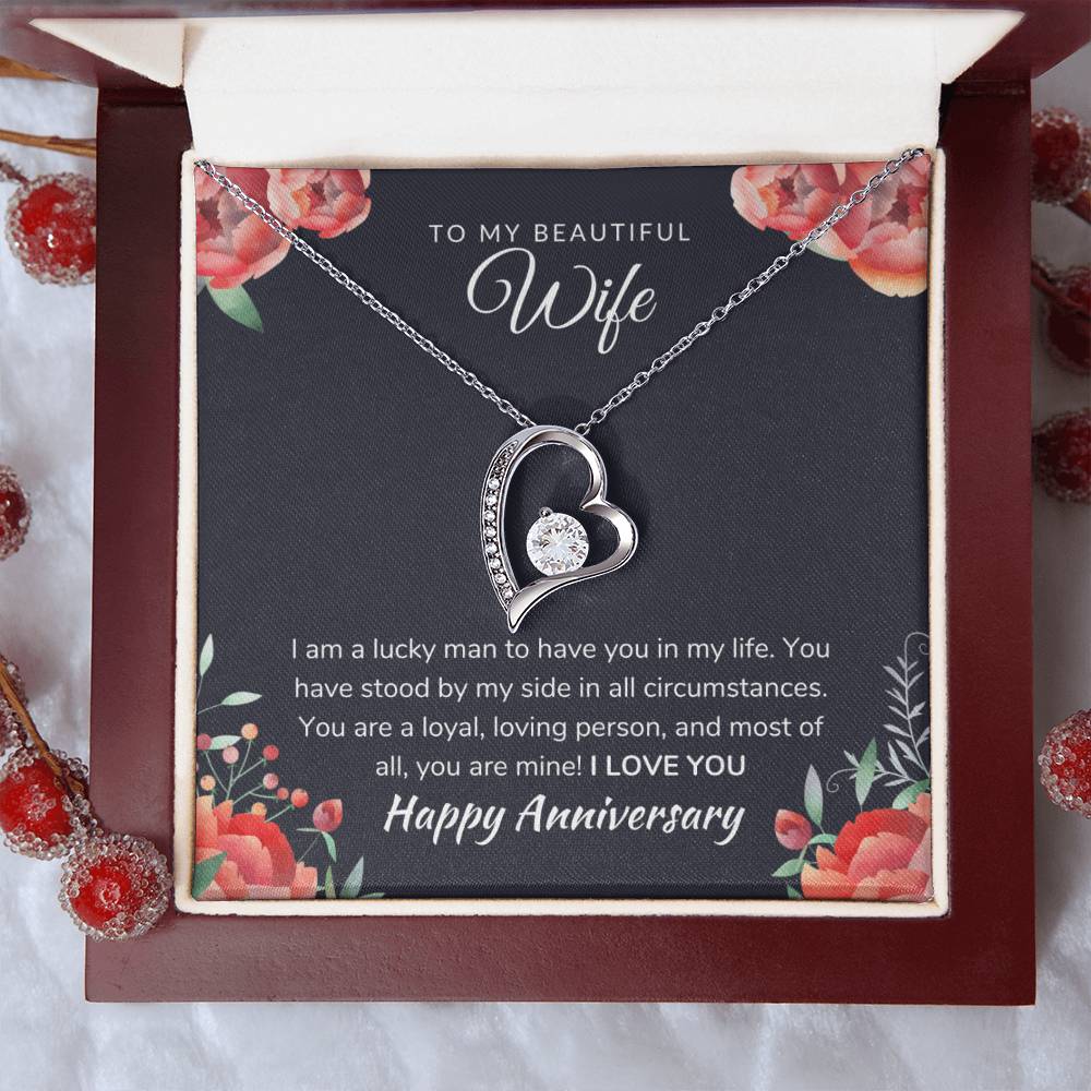 To My Beautiful Wife Anniversary Necklace Forever Love Necklace