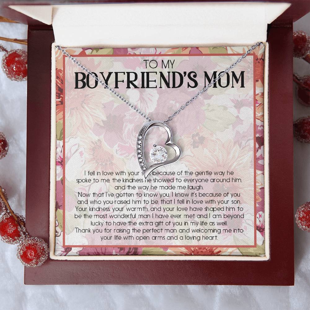 To My Boyfriend's Mom Necklace With Gift Box To My Boyfriend's Mom Necklace Gift Boyfriend's Mom Gift Necklace Gift For Boyfriend Forever Love Necklace
