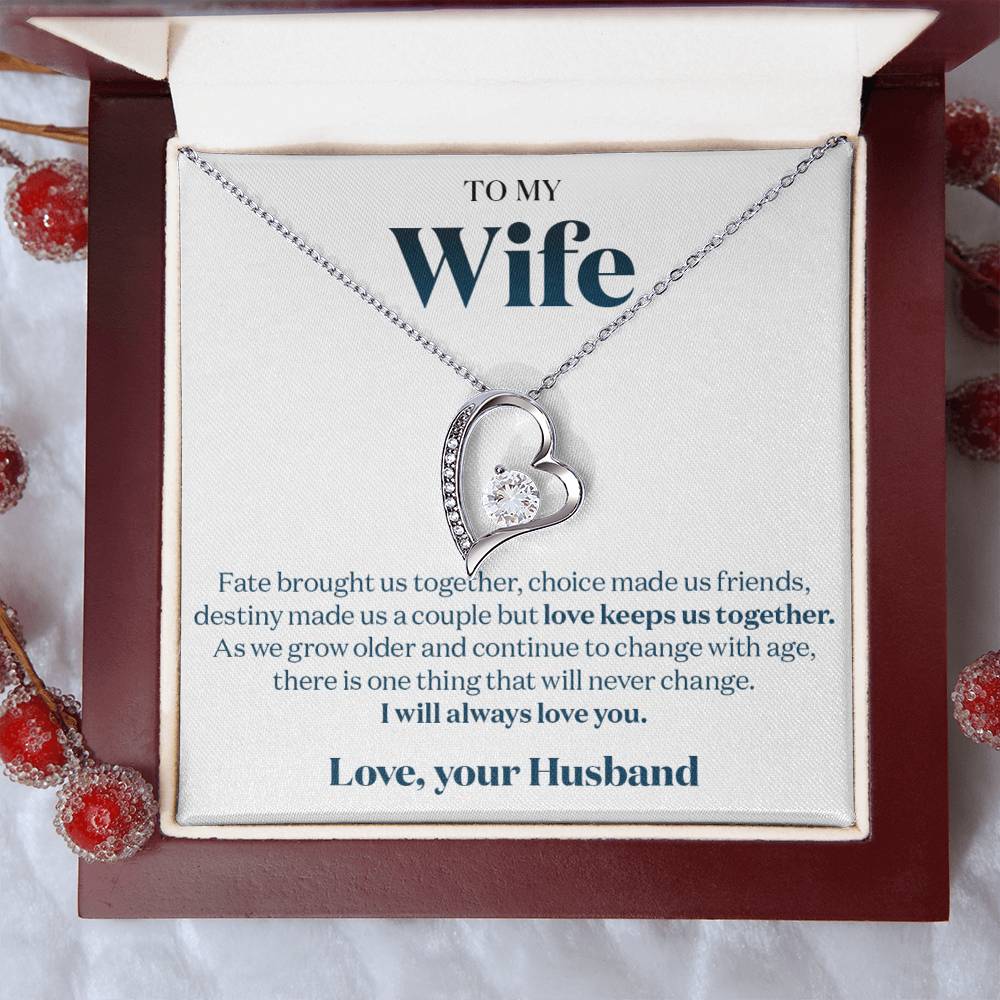 To My Stunning Wife My Love For You Will Never Change Message Card Gift Forever Love Necklace