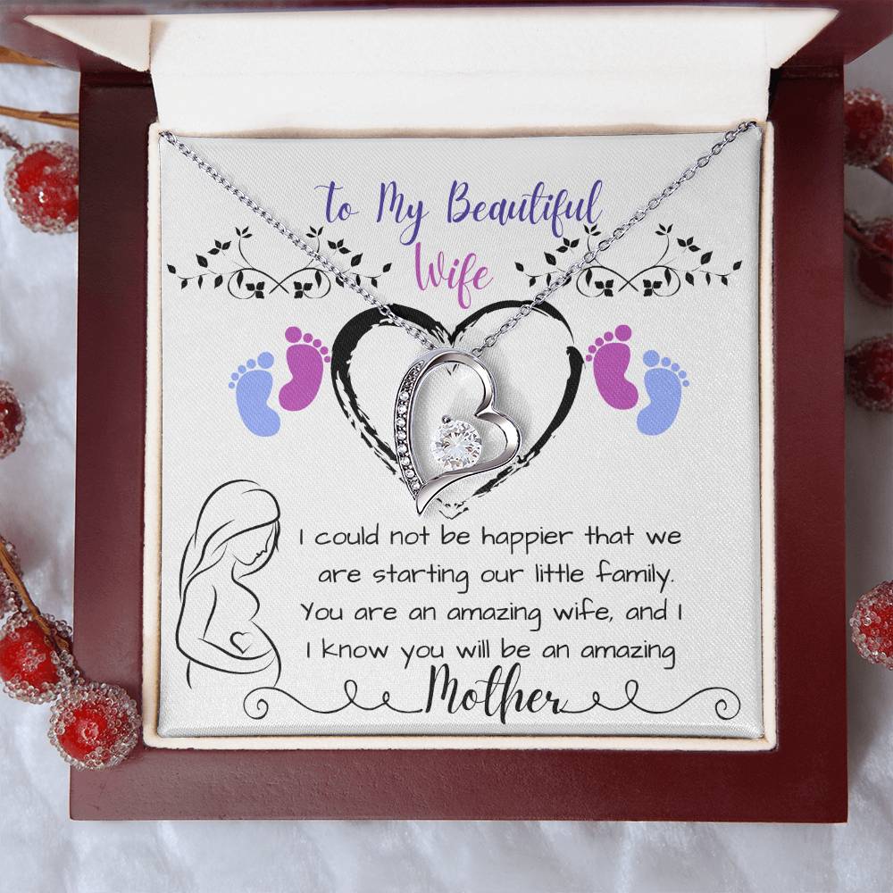 To My Beautiful Wife Soon To Be Mom Forever Love Necklace Forever Love Necklace