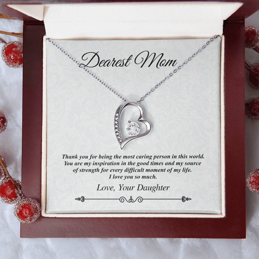 'Dearest Mom' Heart Necklace - The Most Caring Person In This World Forever Love Necklace