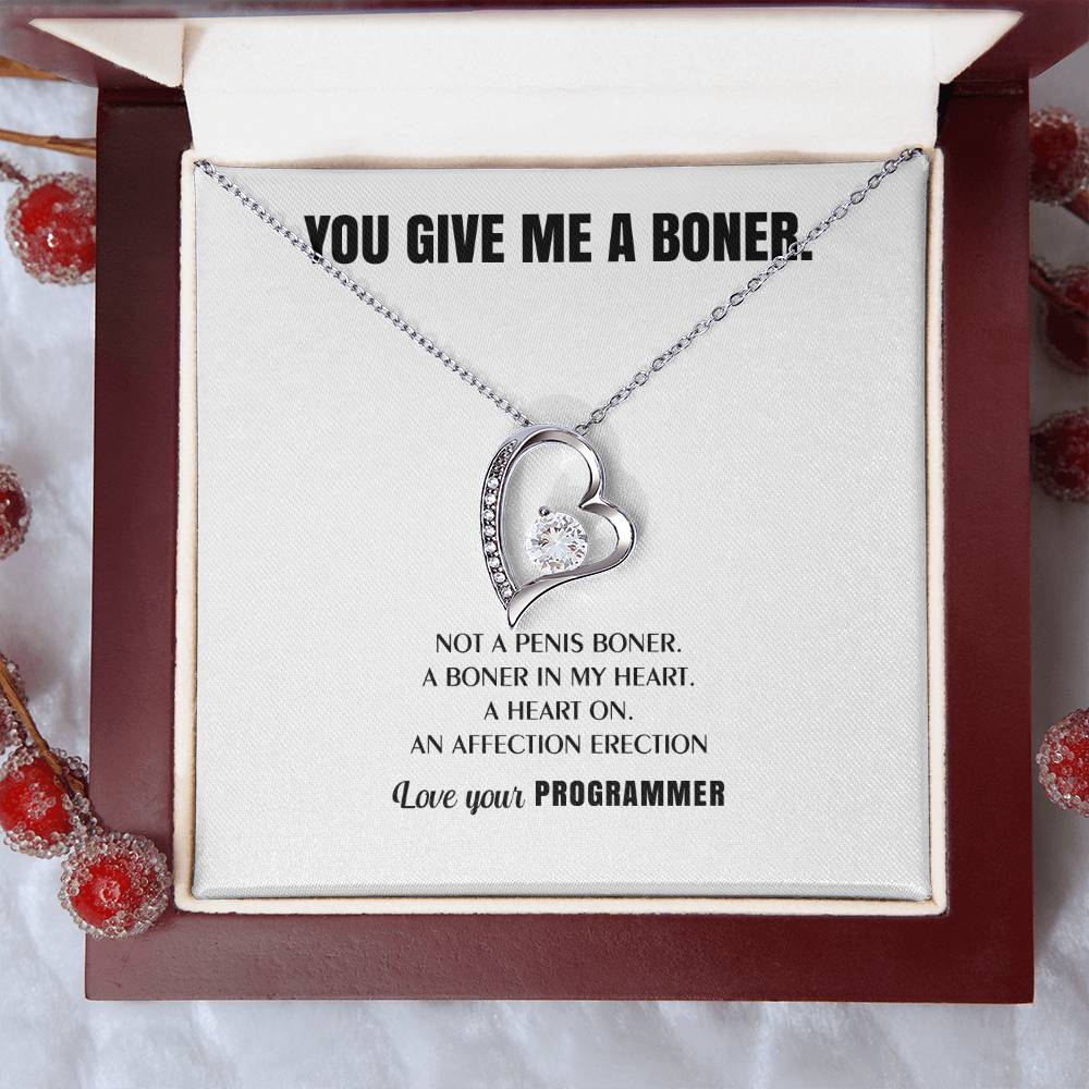 You Give Me A Heart Boner An Affection Erection Funny & Sarcastic Love For Her ♥ Mature Best Funny Gag Gifts For Programmer Wife On Special Days Forever Love Necklace
