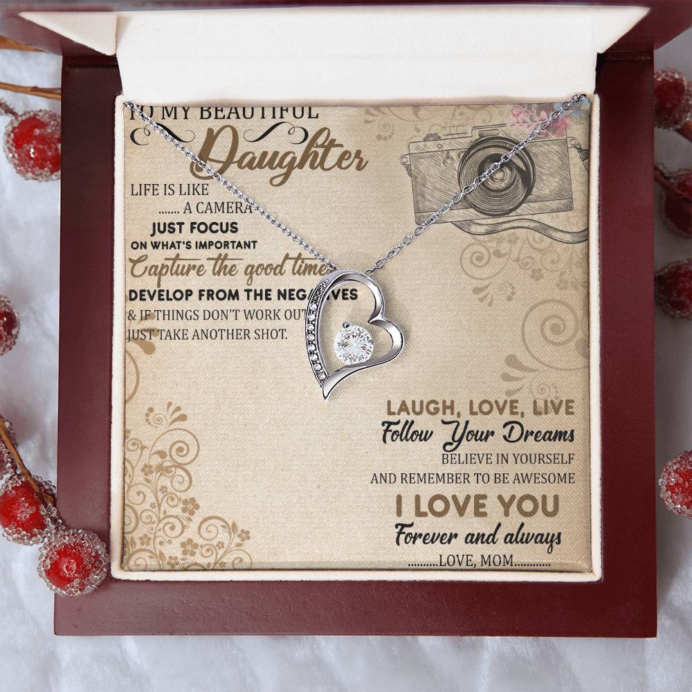To My Beautiful Daughter Necklace To Daughter From Dad Gift Dad And Daughter Never Forget I Love You Gift From Dad Forever Love Necklace