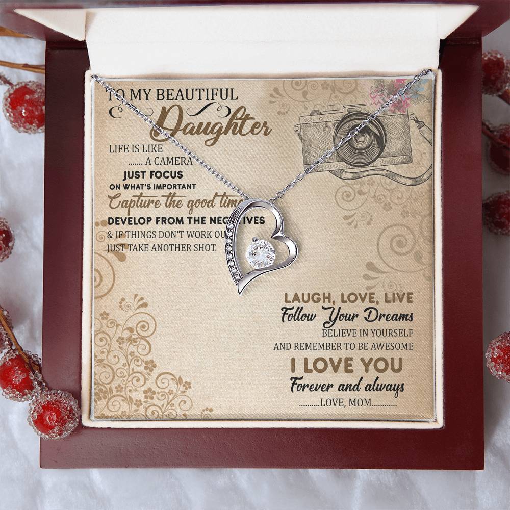 To My Beautiful Daughter Straighten Your Crown Necklace Mom Daughter Necklace Daughter Birthday Gift Daughter Graduation Forever Love Necklace