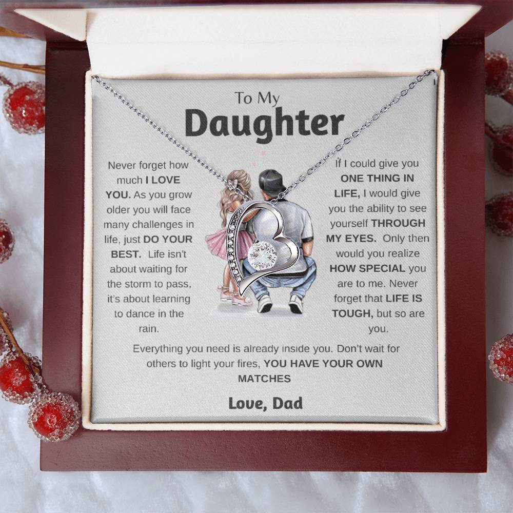 To My Daughter  Just Do Your Best  Forever Love Necklace Forever Love Necklace