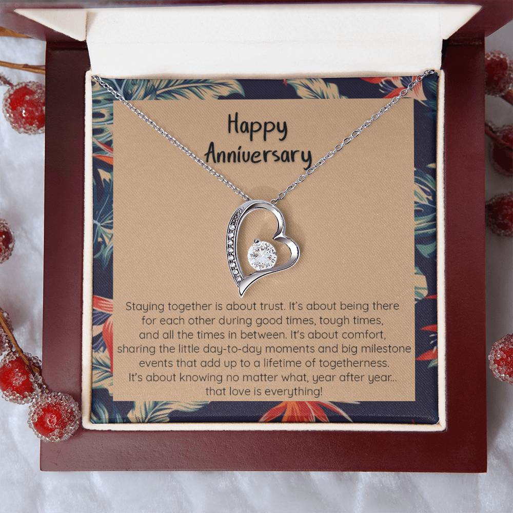 Anniversary Gift Love Is Everything 14K White Gold Or 18K Yellow Gold Finish Pendant Necklace Forever Love Necklace