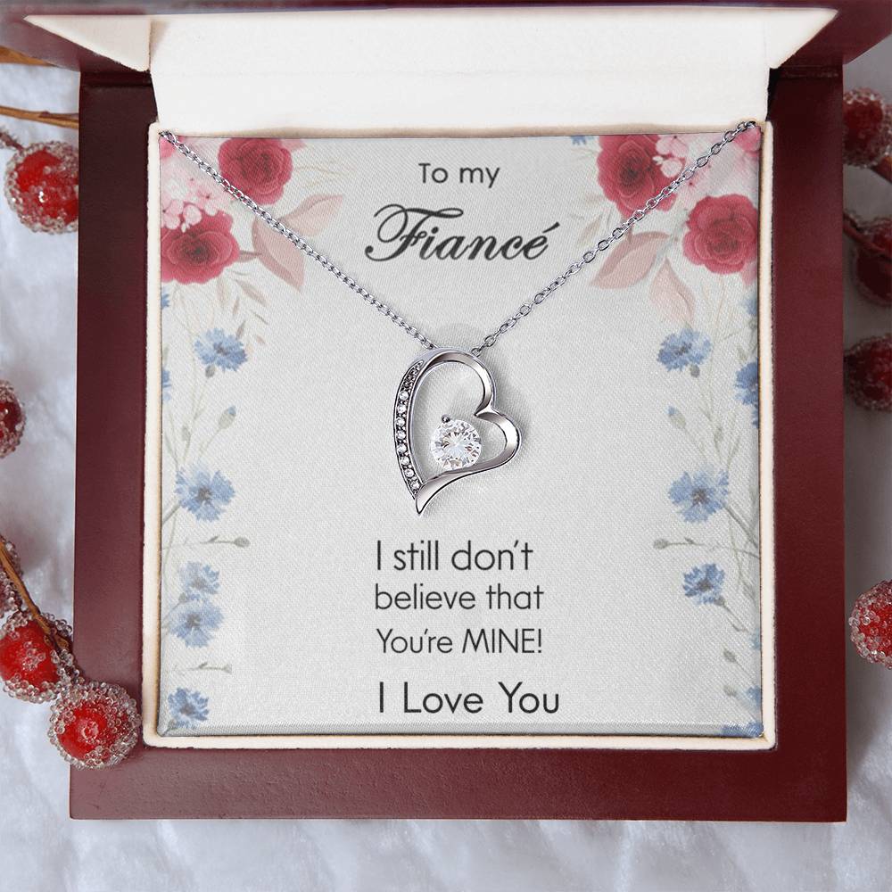 To My Fiance - I Love You - 925 Sterling Silver Pendant Forever Love Necklace