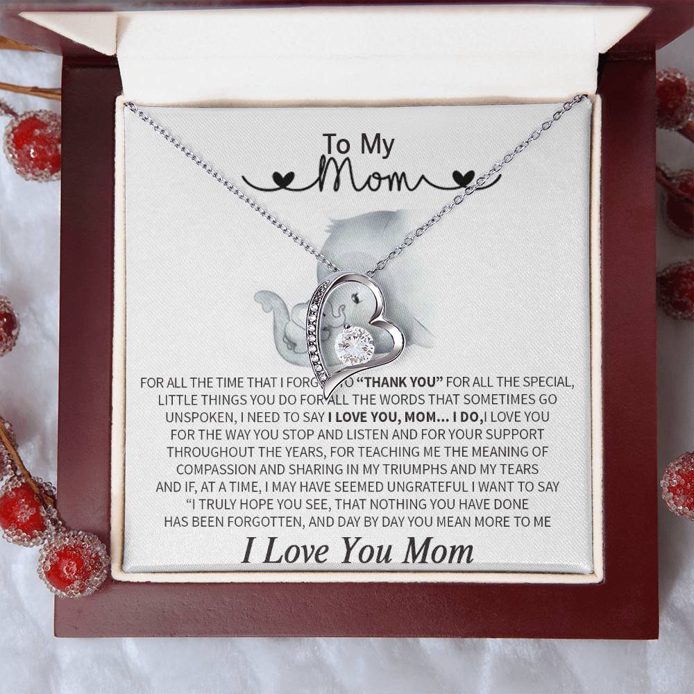 Gift To My Mom Thank You Mom Moms Birthday Valentines Gift To My Mother Mom Necklace To My Mom Necklace To My Mom Mom Birthday Forever Love Necklace