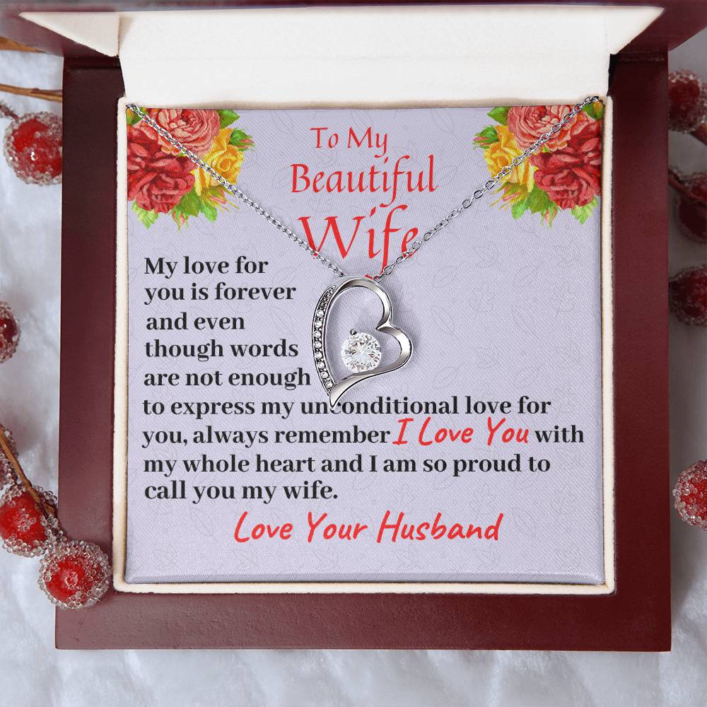 To My Beautiful Wife My Love For You Is Forever Necklace Forever Love Necklace