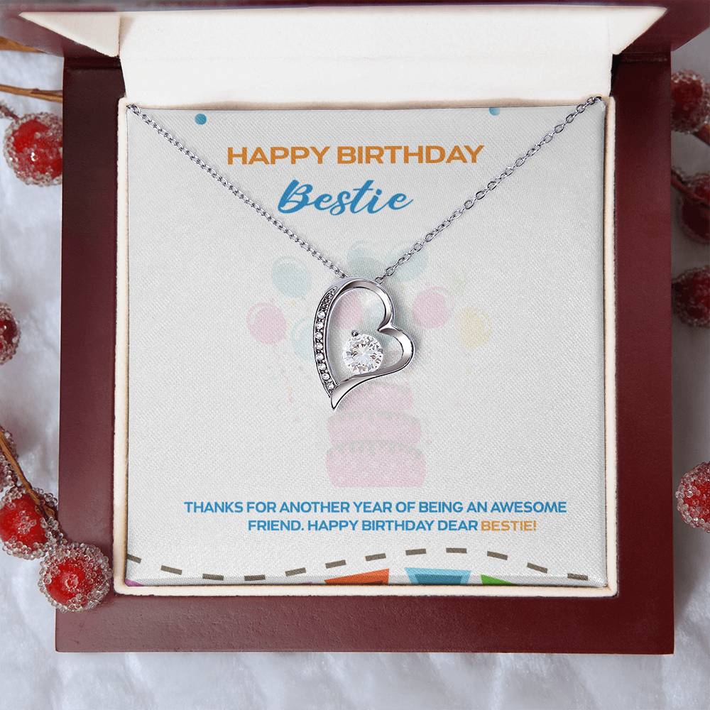Happy Birthday Bestie 925 Sterling Silver Pendant 1 Forever Love Necklace