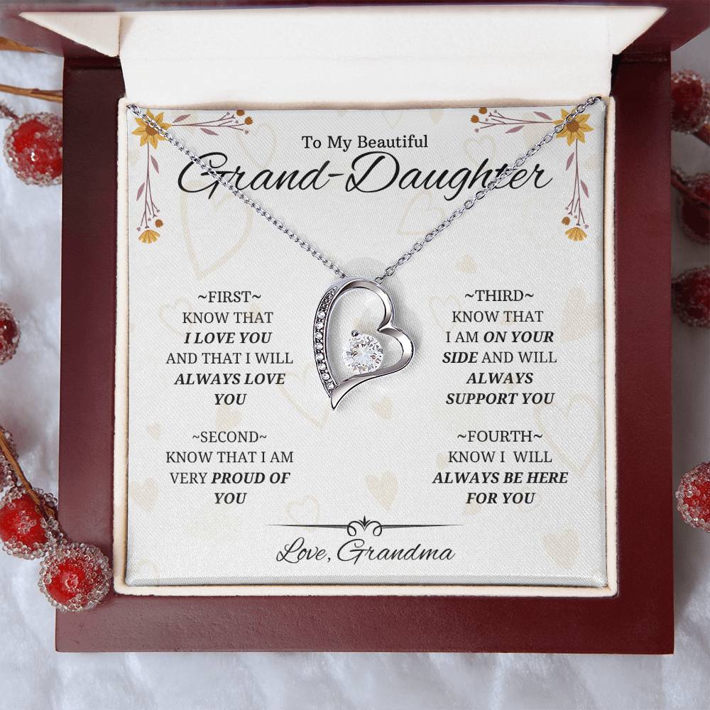 To Granddaughterfour Things To Remembercrystal In Heart Necklacefrom Grandma 1 Forever Love Necklace