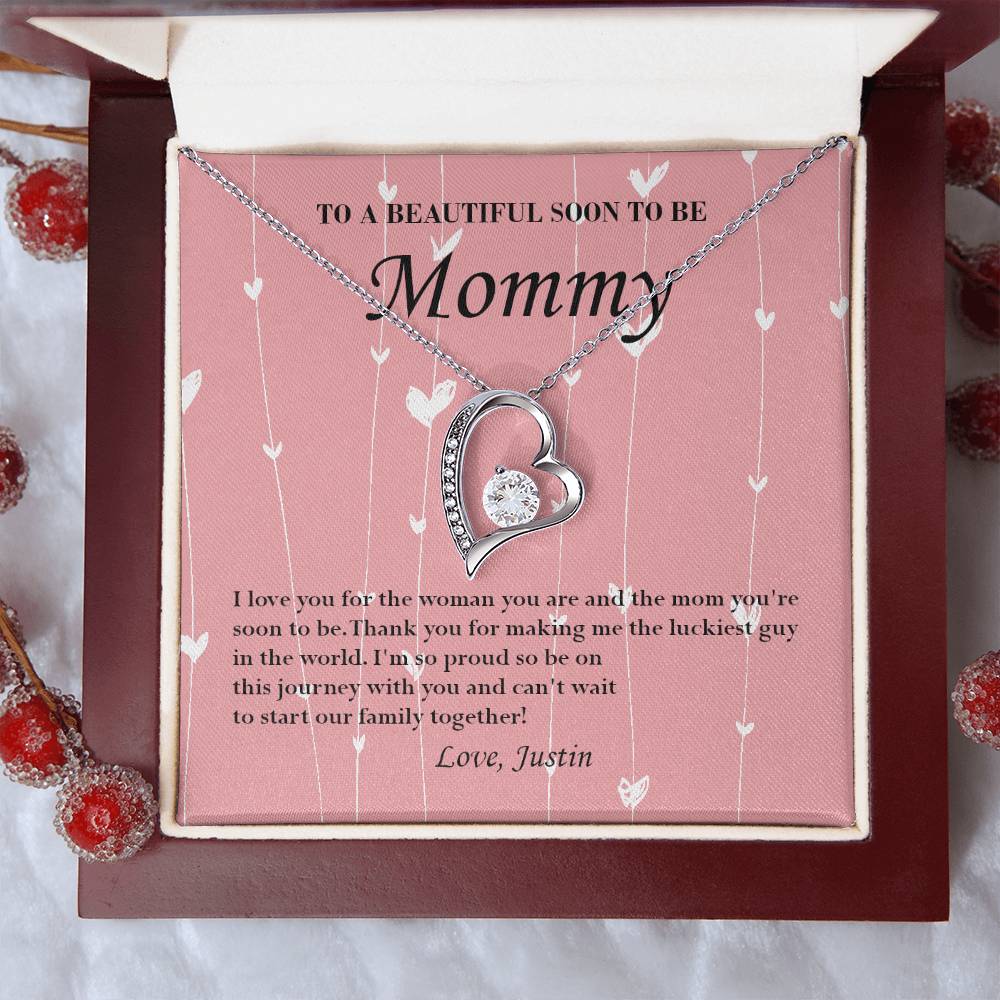 Mom To Be Valentine's Necklace From Justin First Time Mommy Soon To Be Mother Jewelry Pregnant Valentine's Present Forever Love Necklace