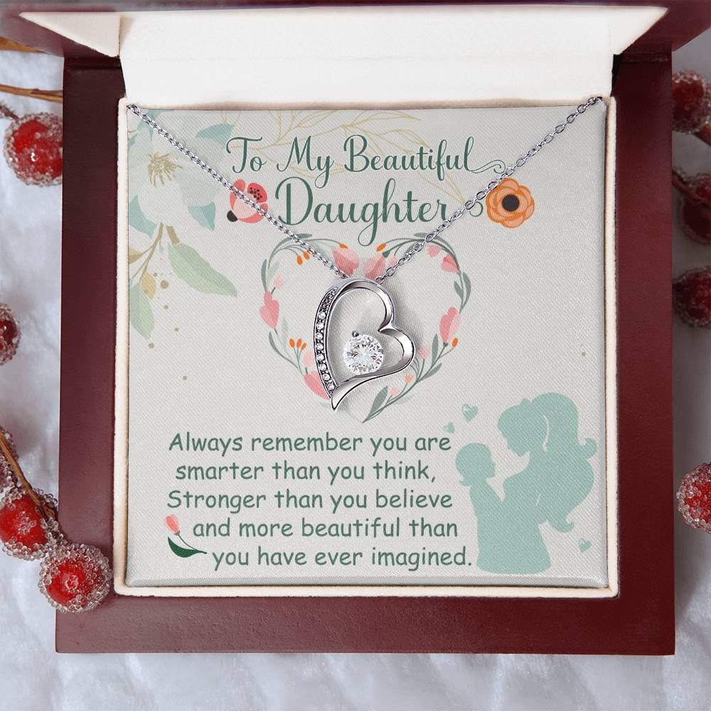 To My Beautiful Daughter Necklace To Daughter From Mom Mom And Daughter Gift Valentine's Mother's Day Daughter Forever Love Necklace