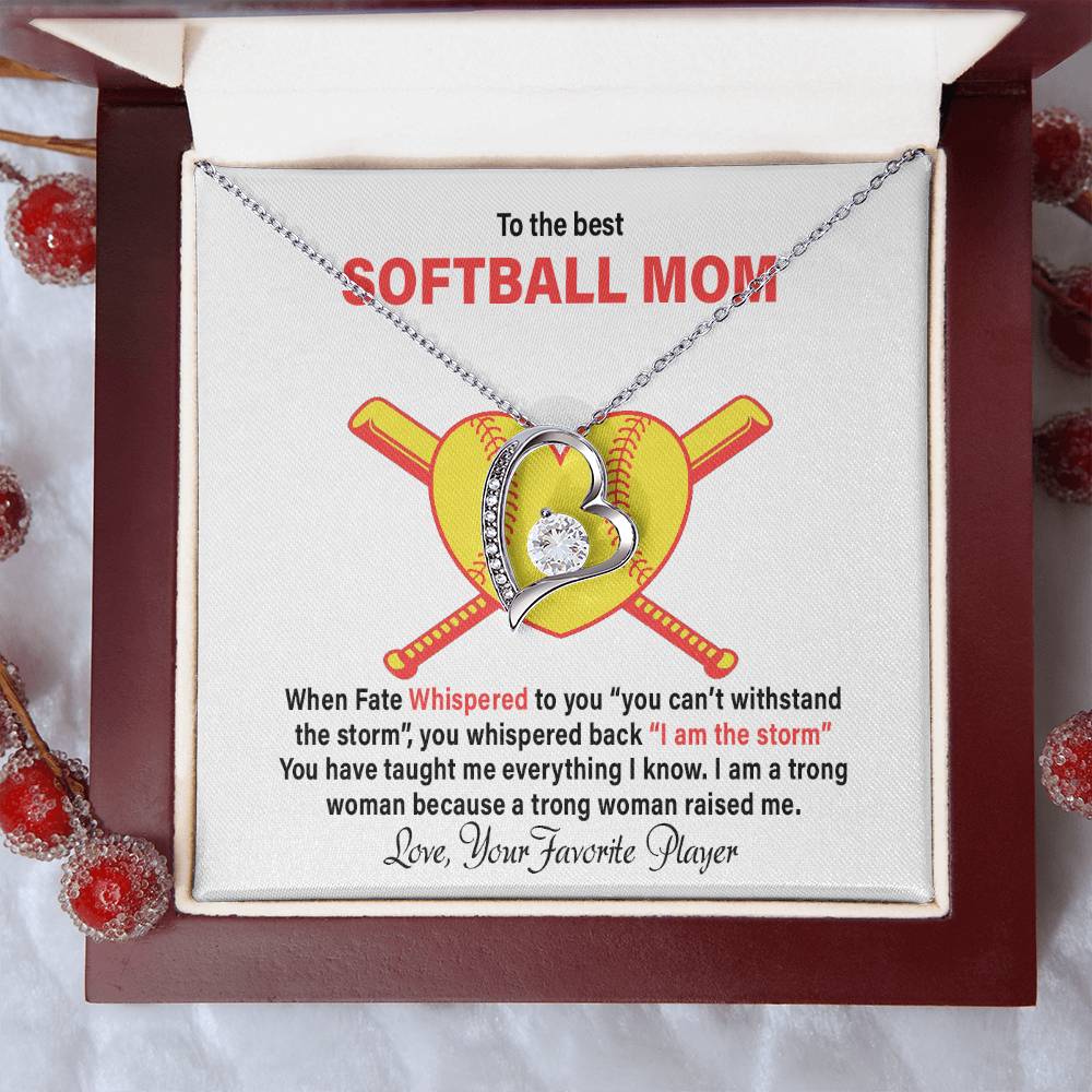 To The Best Softball Mom Mother's Day Gift Forever Love Necklace