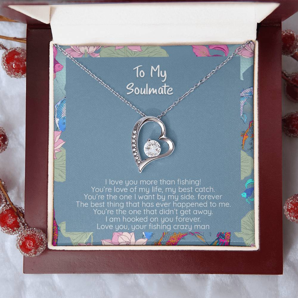 I Love You More Than Fishing 14k White Gold Or 18k Yellow Gold Finish Crystal Pendant Necklace Forever Love Necklace