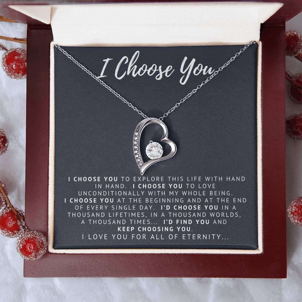 I Choose You 14k White Gold Forever Love Necklace