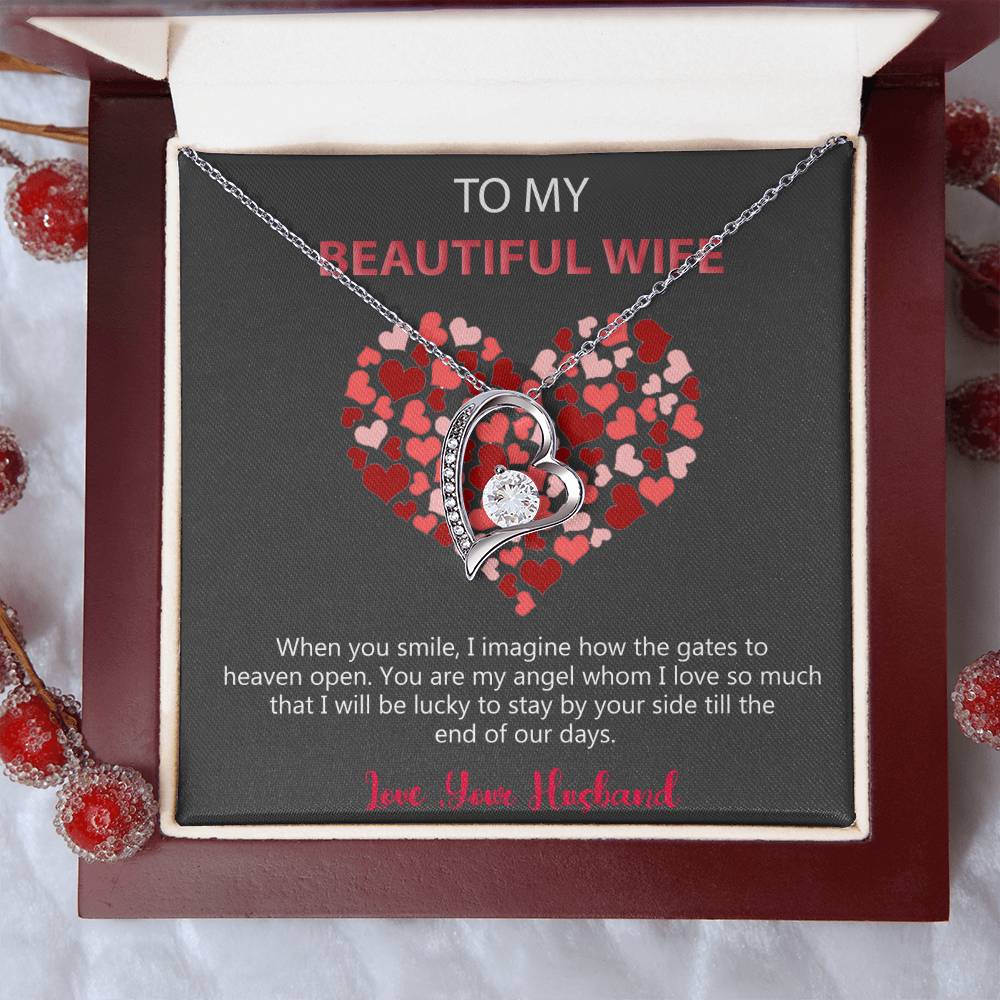 To My Beautiful Wife Gift From Husband 925 Sterling Silver Pendant 1 Forever Love Necklace