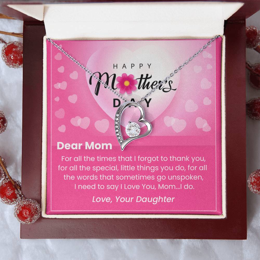 Dear Mom- Gift For Mom- Mother's Day Gift Forever Love Necklace