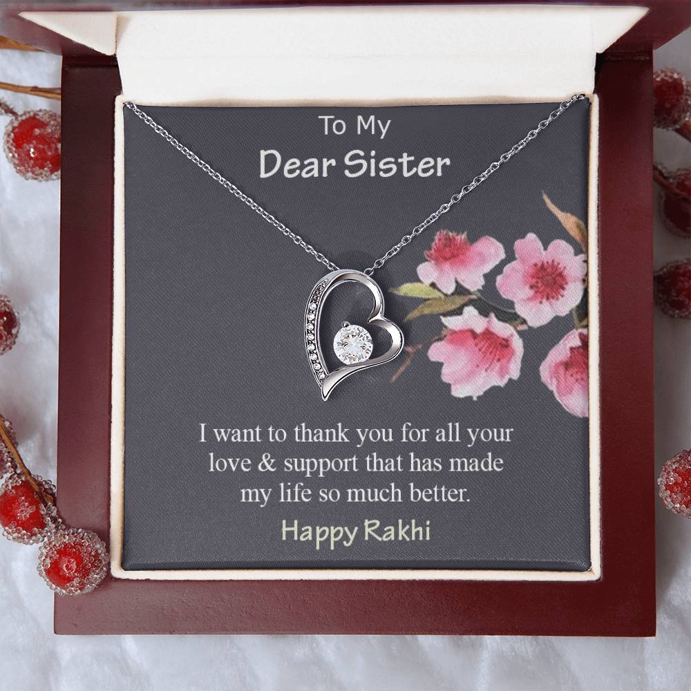 To My Dear Sister Happy Rakhi 925 Sterling Silver Pendant 1 Forever Love Necklace