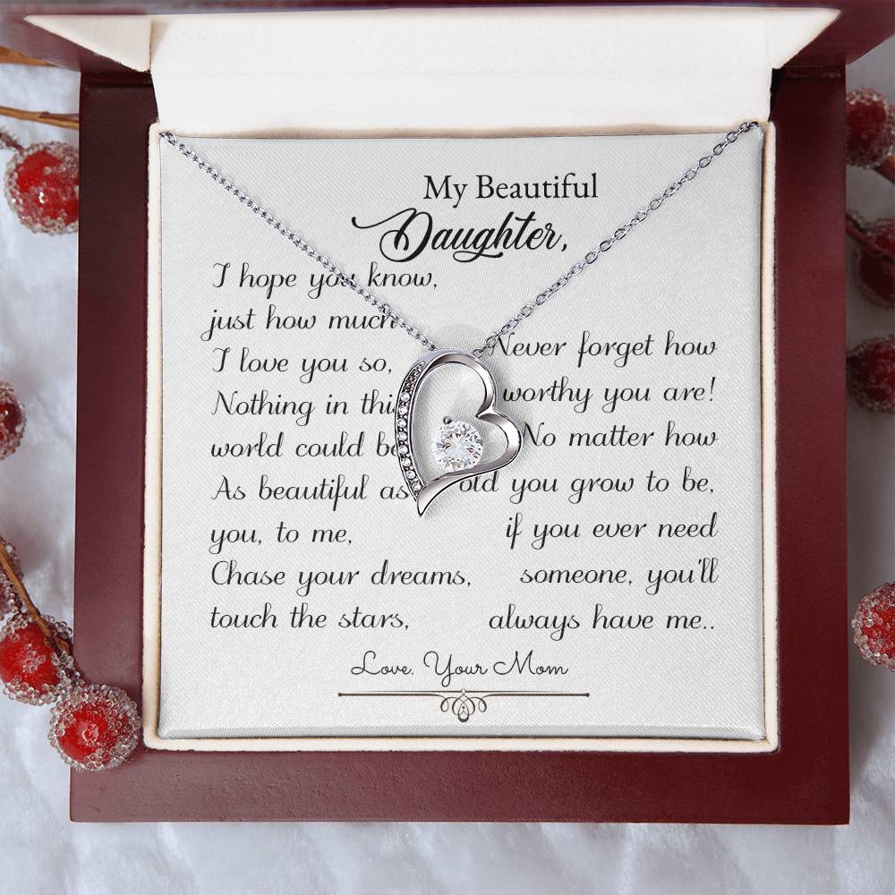 My Beautiful Daughter Love Your Mom Daughter Birthday Mom And Daughter Gift Valentine's Mother's Day Daughter Graduation Gift Wedding Necklace Forever Love Necklace