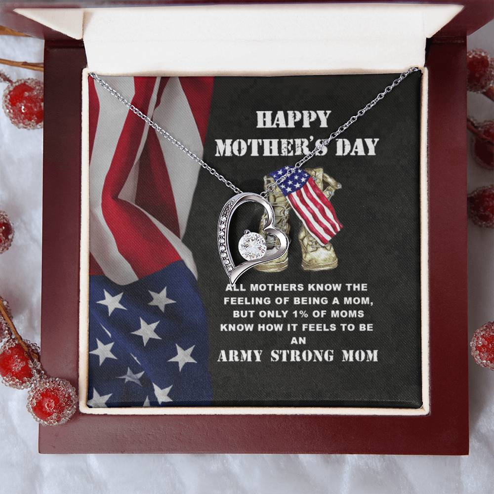 Army Mom Gift Strong Mom Forever Love Necklace