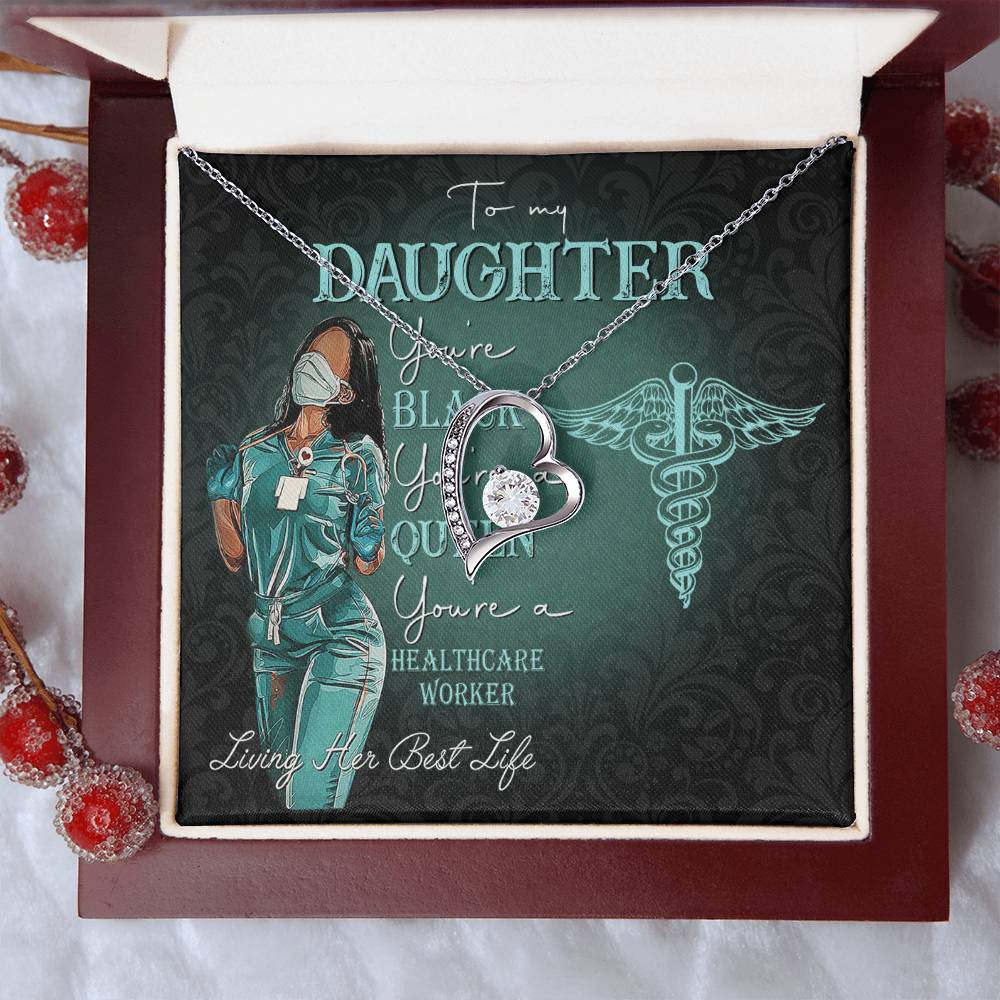 To My Daughter Black Nurse Customize Nurse Stethoscope Necklace To Nurse Daughter From Mom Nurse Gift Forever Love Necklace