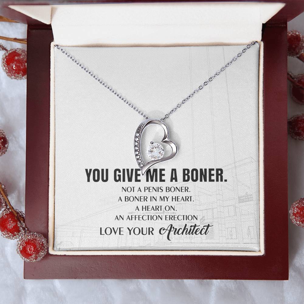 You Give Me A Heart Boner An Affection Erection Funny & Sarcastic Love For Her ♥ Mature Best Funny Gag Gifts For Architect Wife On Special Days Forever Love Necklace