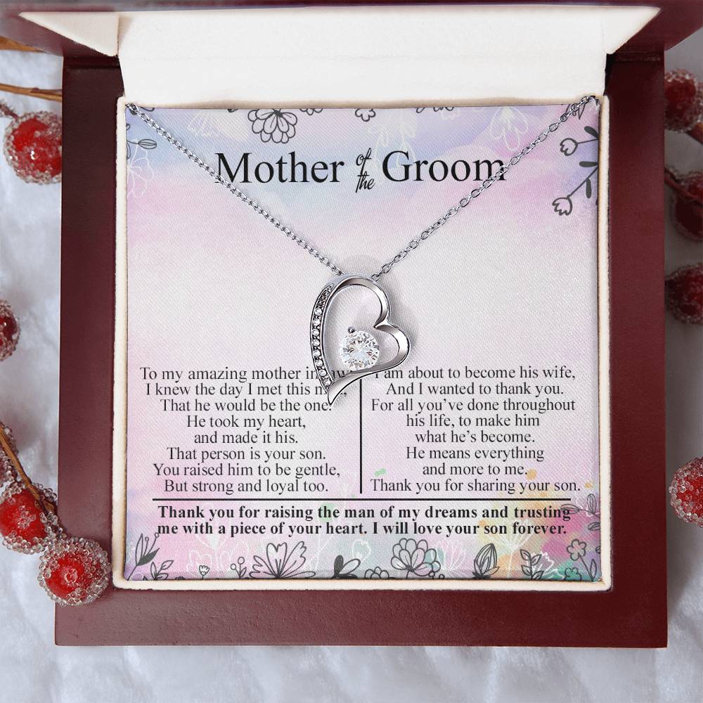 Mother Of The Groom Wedding Gift Bridal Party Rehearsal Dinner Man Of My Dreams Parent Of Groom Bridal Shower Christmas Gifts Birthday Gifts Forever Love Necklace
