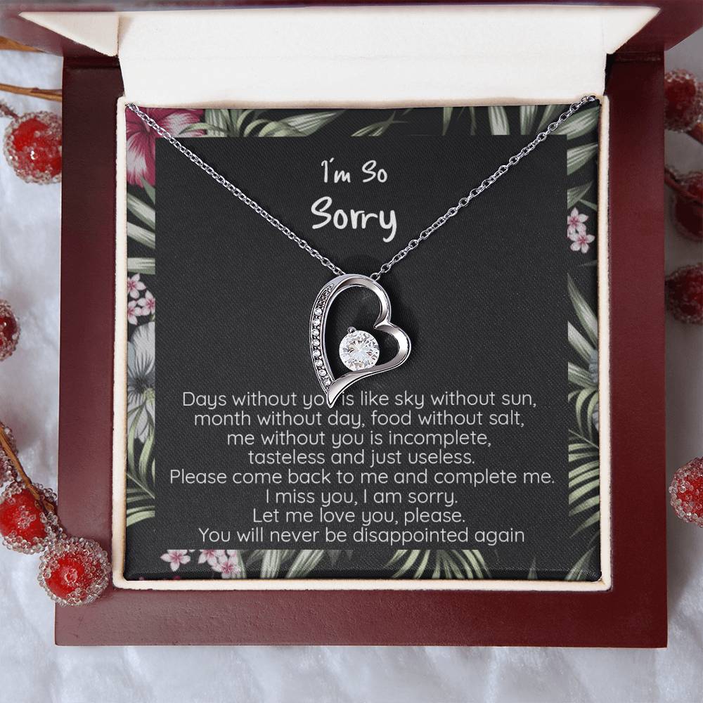 I'm Sorry Apology Gift White Gold Or Yellow Gold Finish Cz Crystal Pendant Necklace Forever Love Necklace