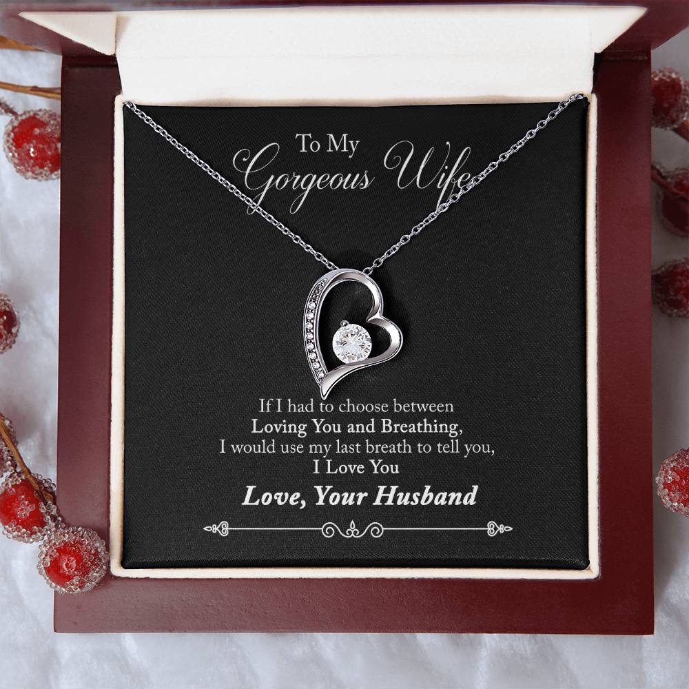 To My Wife Gift 18K Gold Necklace For Birthday Marriage Anniversary Thoughtful Passionate Sentimental Message Affectionate & Heartfelt Gift Idea Forever Love Necklace
