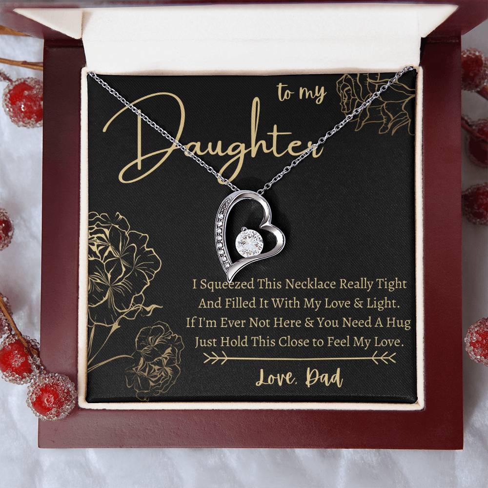 To My Daughter Heart Necklace Squeeze This Necklace Love Dad 1 Forever Love Necklace