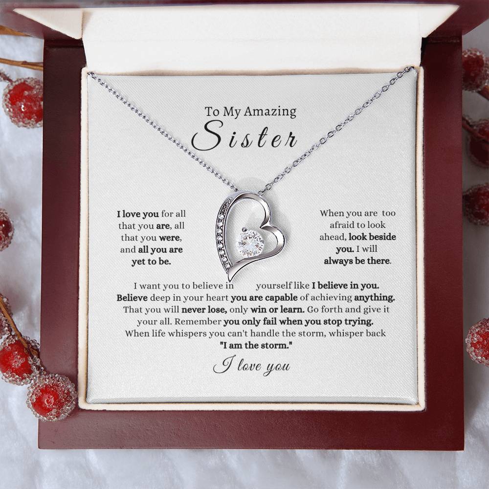 Sister  Strength  I Love You Forever Love Necklace