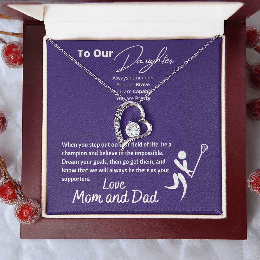 To Our Lacrosse Crazy Daughter - To Our Daughter Necklace From Mom And Dad Gift For Daughter Forever Love Necklace