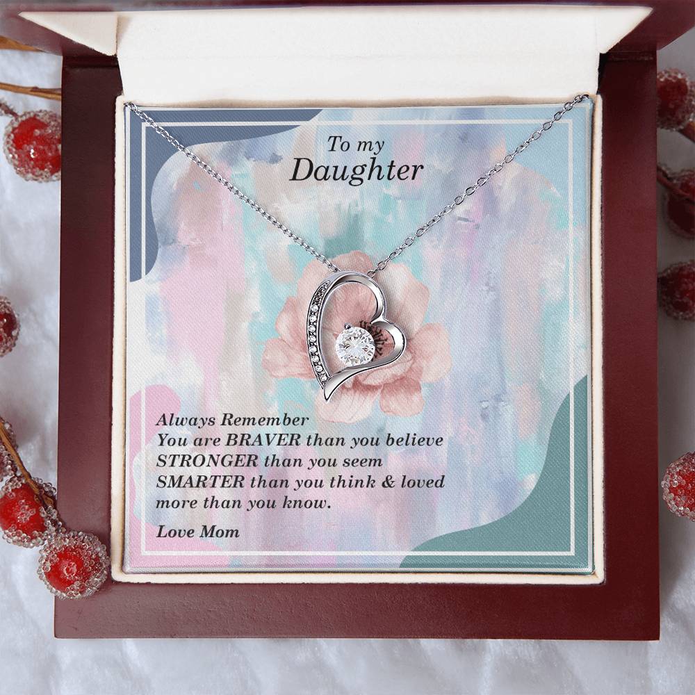 To My Daughter To My Daughter Birthstone Necklace Father To Daughter Birthday Gift Forever Love Necklace