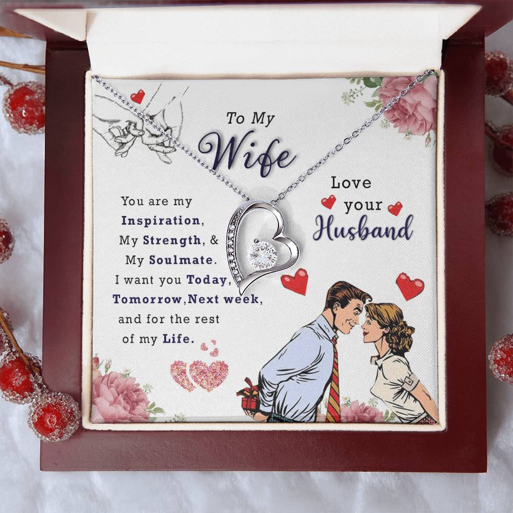 Wife Birthday Necklace Husband To Wife Necklace Necklace Present For Wife Jewelry For My Wife Forever Love Necklace