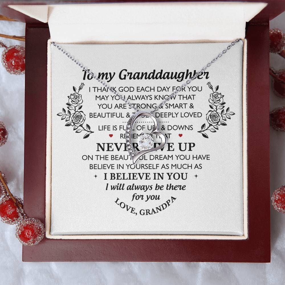 To My Granddaughter - I Will Always Be There For You Grandpa - Granddaughter Necklace Granddaughter Forever Love Necklace