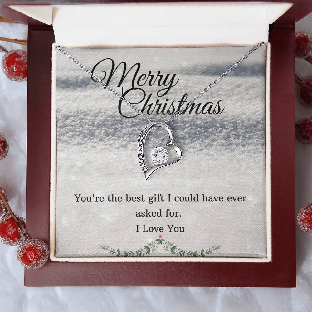Merry Christmas Heart Necklace Forever Love Necklace